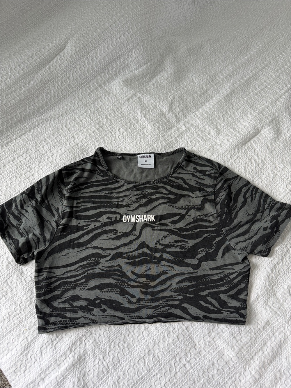 Gymshark Gray Camo Tiger-Stripe Crop Top